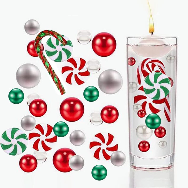 comfrt Christmas Vase Fillers for Floating Candles DIY - 2023 New Christmas Vase Filler Vases, Floating Pearls for Centerpieces Vases Candy Christmas Decoration (I) - Image 1