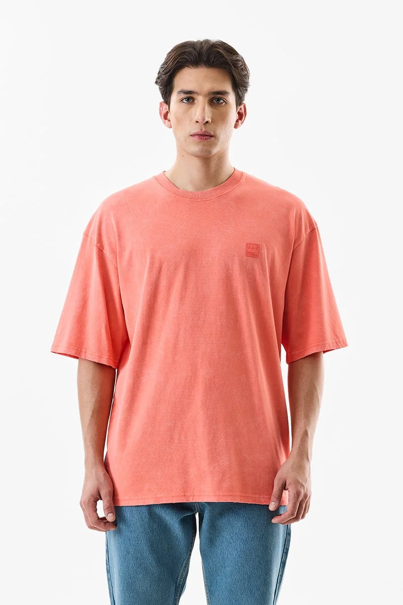 سنيتش Coral Solid Half Sleeve Oversized T-Shirt