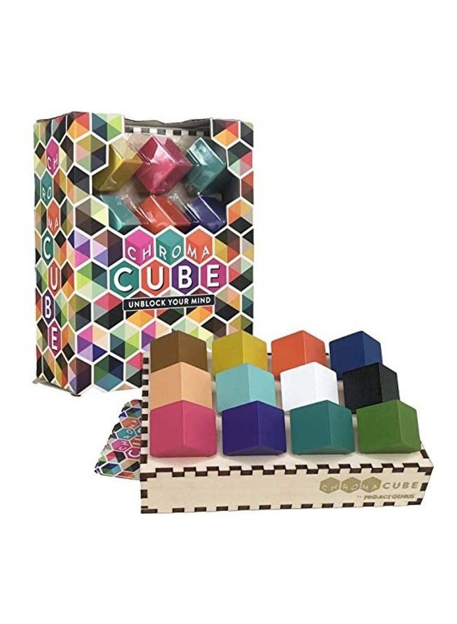 Project Genius: Chroma Cube, A Colorful Logic Puzzle, 12 Colorful Wood Blocks, 25 Brainteaser Cards, Puzzle, Great Gift, 1 Player Game Logic - Image 1