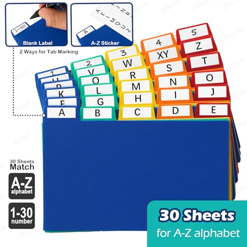Olivo Index Card Dividers Tabs 3x5 Poly Plastic Card File Guides 3" x 5", Colored, 30 Pack - Image 4