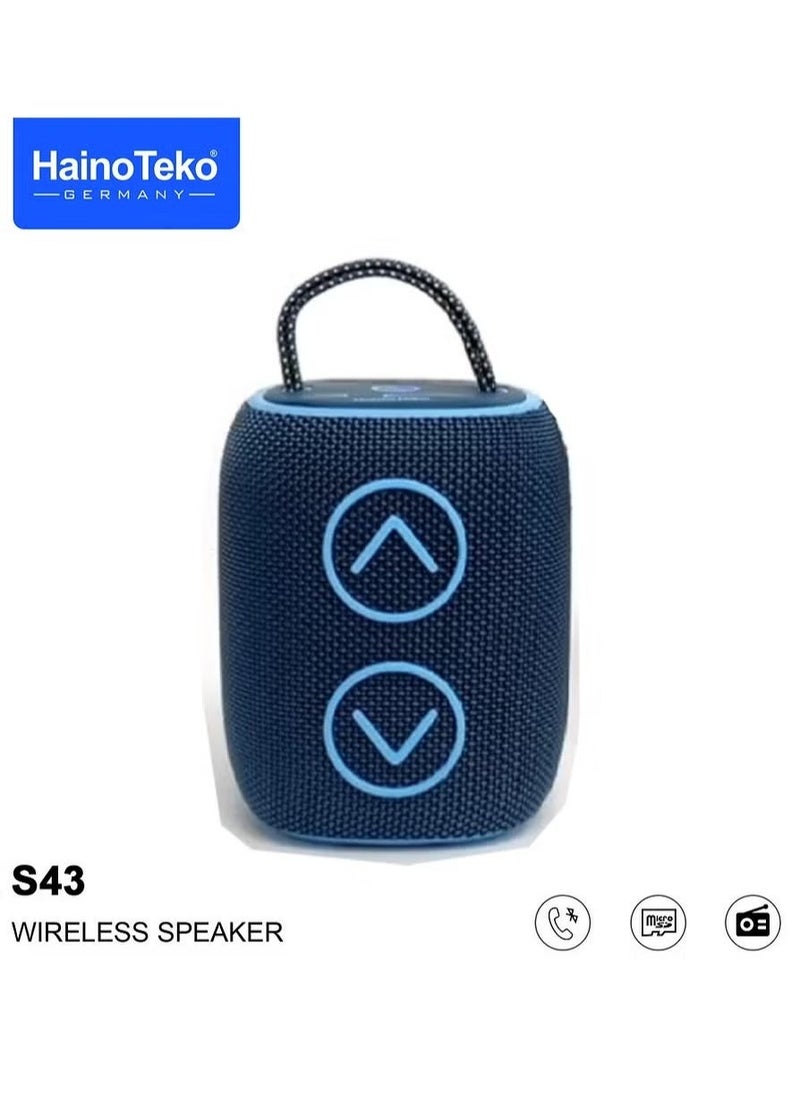 Haino Teko S43 Portable Speaker with Button Control and RGB Color – Compact, High-Quality Sound with Dynamic LED Lighting, Ideal for Indoor & Outdoor Use, Blue - Image 1