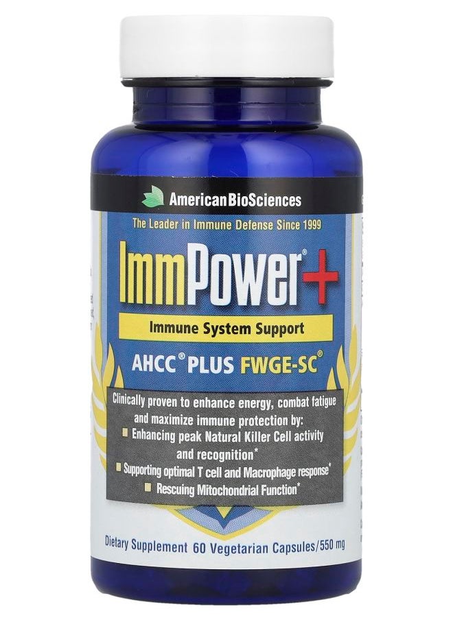 American BioSciences - ImmPower®+ AHCC® Plus FWGE-SC® 60 Vegetarian Capsules - Image 1