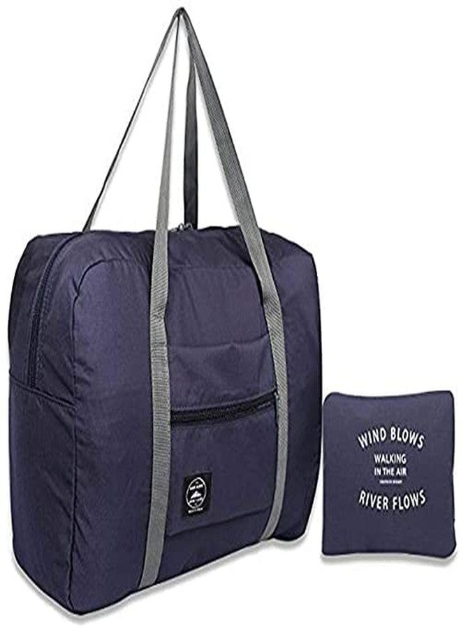 AAGNA Travel Foldable Nylon Duffle Tote Bag Portable Waterproof Handbag Folding Sport Weekend Shopping Luggage Bag, Flight-Airlines Packing Bag, Gym Sports Bag for Women Girl (Navy Blue) - Image 1