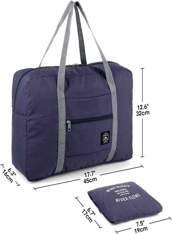 AAGNA Travel Foldable Nylon Duffle Tote Bag Portable Waterproof Handbag Folding Sport Weekend Shopping Luggage Bag, Flight-Airlines Packing Bag, Gym Sports Bag for Women Girl (Navy Blue) - Image 5