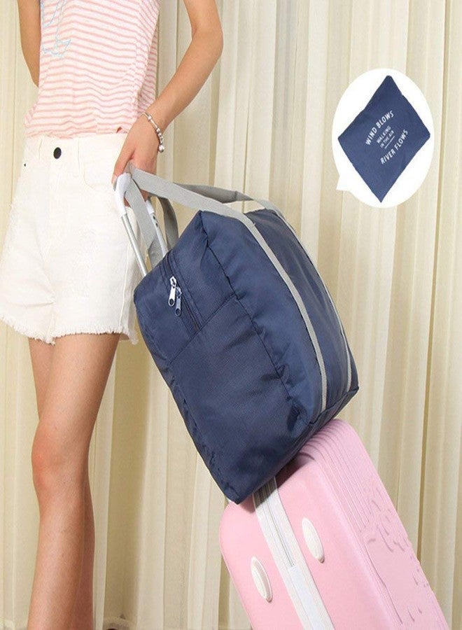AAGNA Travel Foldable Nylon Duffle Tote Bag Portable Waterproof Handbag Folding Sport Weekend Shopping Luggage Bag, Flight-Airlines Packing Bag, Gym Sports Bag for Women Girl (Navy Blue) - Image 3