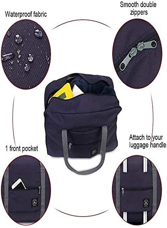 AAGNA Travel Foldable Nylon Duffle Tote Bag Portable Waterproof Handbag Folding Sport Weekend Shopping Luggage Bag, Flight-Airlines Packing Bag, Gym Sports Bag for Women Girl (Navy Blue) - Image 2