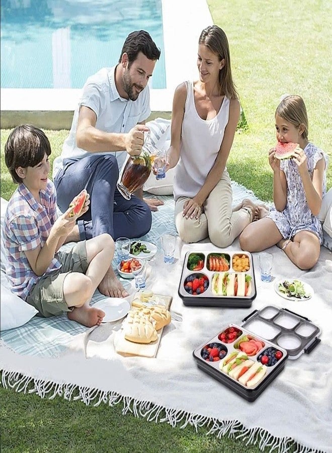 ISTOSY Big Size 5 Compartment Lunch Boxes Reusable Microwave Freezer Safe Stainless Steel Thermal Insulation Snack Food Containers for Adults (Multicolor) - Image 5