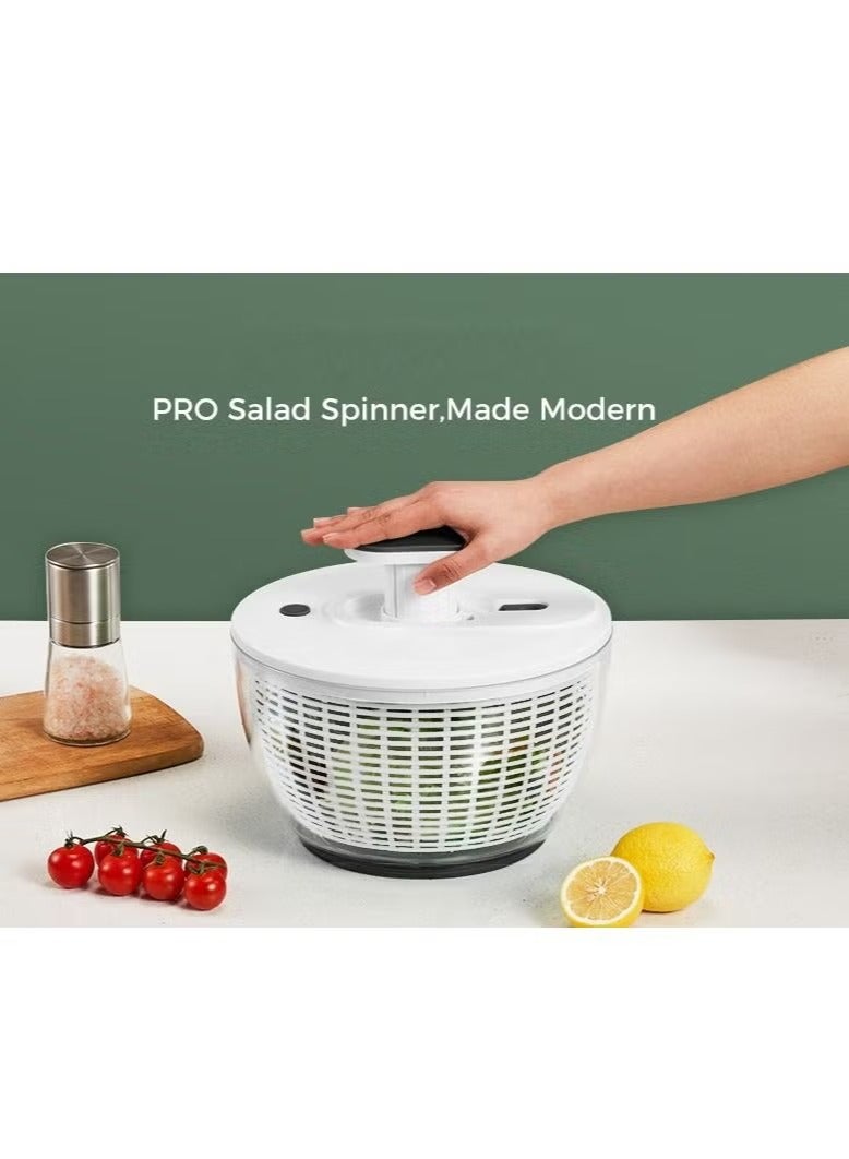 MIXDE Salad Spinner Large 6L, Manual Lettuce Spinner for Vegetable Prepping, One-Handed Pump Fruit Spinner, Quick Drying Salad Leaves with Bowl and Colander - Image 2