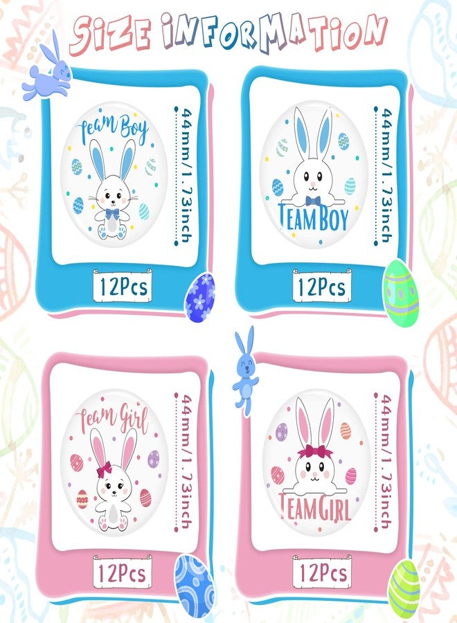 MTLEE 48 Pieces Easter Bunny Gender Reveal Pins Easter Gender Reveal Party Favors Pink Blue Bunny Gender Reveal Button Pins Metal Gender Reveal Pins Easter Gender Reveal Party Supplies 1.73 Inches - Image 2