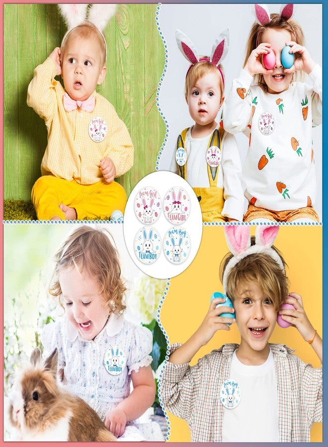 MTLEE 48 Pieces Easter Bunny Gender Reveal Pins Easter Gender Reveal Party Favors Pink Blue Bunny Gender Reveal Button Pins Metal Gender Reveal Pins Easter Gender Reveal Party Supplies 1.73 Inches - Image 5