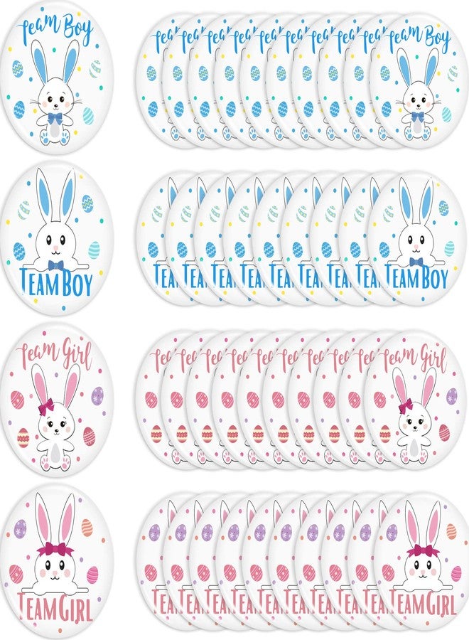 MTLEE 48 Pieces Easter Bunny Gender Reveal Pins Easter Gender Reveal Party Favors Pink Blue Bunny Gender Reveal Button Pins Metal Gender Reveal Pins Easter Gender Reveal Party Supplies 1.73 Inches - Image 1