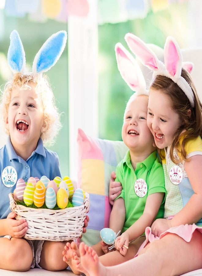 MTLEE 48 Pieces Easter Bunny Gender Reveal Pins Easter Gender Reveal Party Favors Pink Blue Bunny Gender Reveal Button Pins Metal Gender Reveal Pins Easter Gender Reveal Party Supplies 1.73 Inches - Image 4