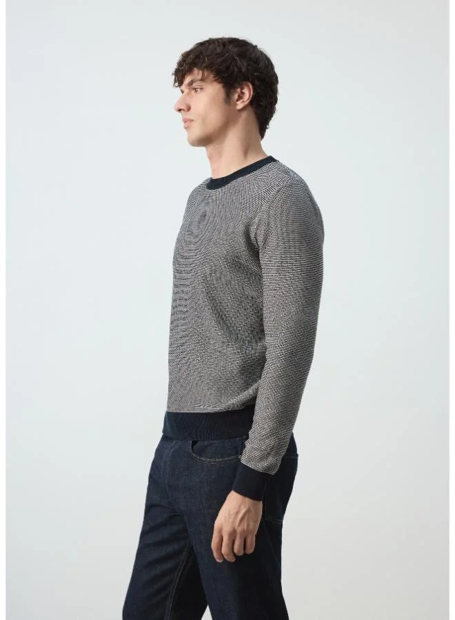 Mango Man 56-NAVY Fine-Knit Jersey, 100% Cotton, Textured Finish for Men | Best Price UAE