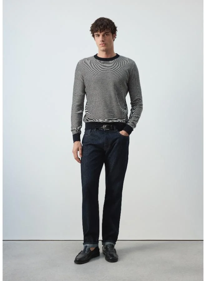 Mango Man 56-NAVY Fine-Knit Jersey, 100% Cotton, Textured Finish for Men | Best Price UAE