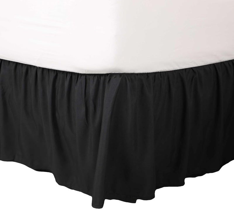 Martex Full Ruffle Bed Skirt | Easy Fit Bed Skirts | Microfiber Bed Skirt | 15 Inch Drop | Hotel Quality Bedskirt | Black - Image 1
