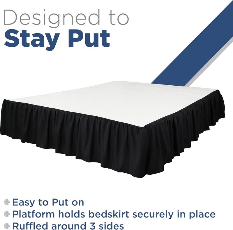 Martex Full Ruffle Bed Skirt | Easy Fit Bed Skirts | Microfiber Bed Skirt | 15 Inch Drop | Hotel Quality Bedskirt | Black - Image 5