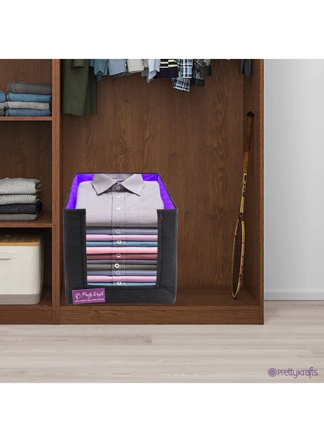 بريتي كرافتس منظم خزانة ملابس قابل للطي والتكديس من PrettyKrafts مكون من 3 قطع غير منسوجة كبيرة السعة / منظم خزانة ملابس قابل للطي والتكديس / صندوق تخزين قابل للطي / منظم ملابس متعدد الأغراض (أرجواني، 26x40x26 سم) - Image 5