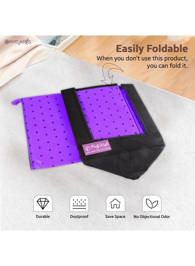 بريتي كرافتس منظم خزانة ملابس قابل للطي والتكديس من PrettyKrafts مكون من 3 قطع غير منسوجة كبيرة السعة / منظم خزانة ملابس قابل للطي والتكديس / صندوق تخزين قابل للطي / منظم ملابس متعدد الأغراض (أرجواني، 26x40x26 سم) - Image 3