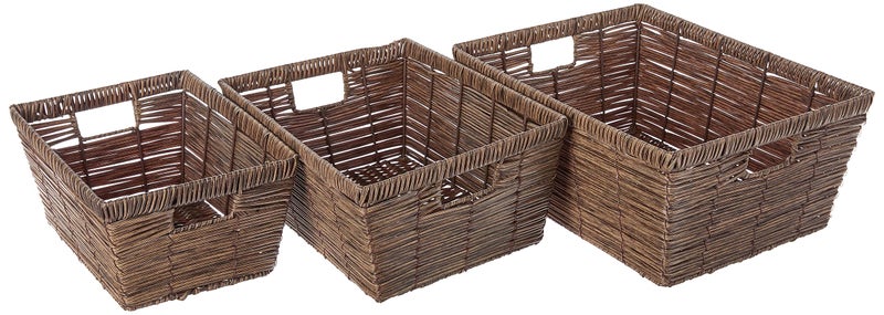 Whitmor Distressed Rattique Storage Baskets Set of 3 - Image 1