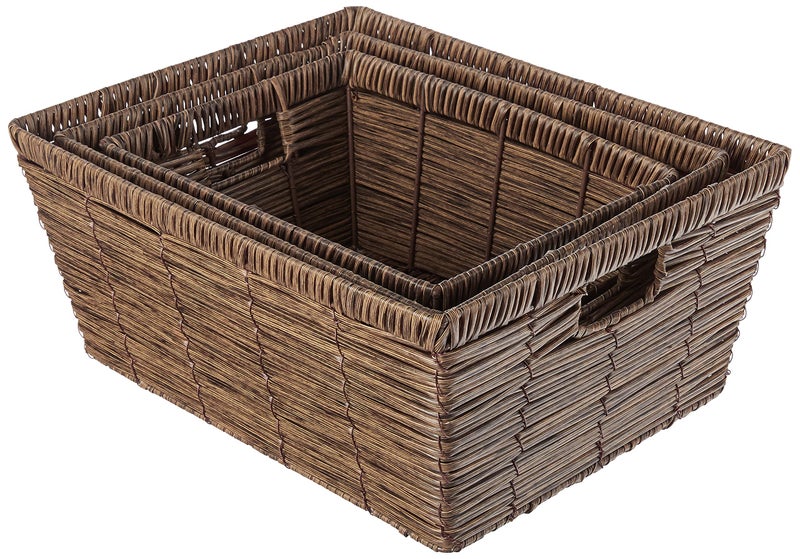 Whitmor Distressed Rattique Storage Baskets Set of 3 - Image 2