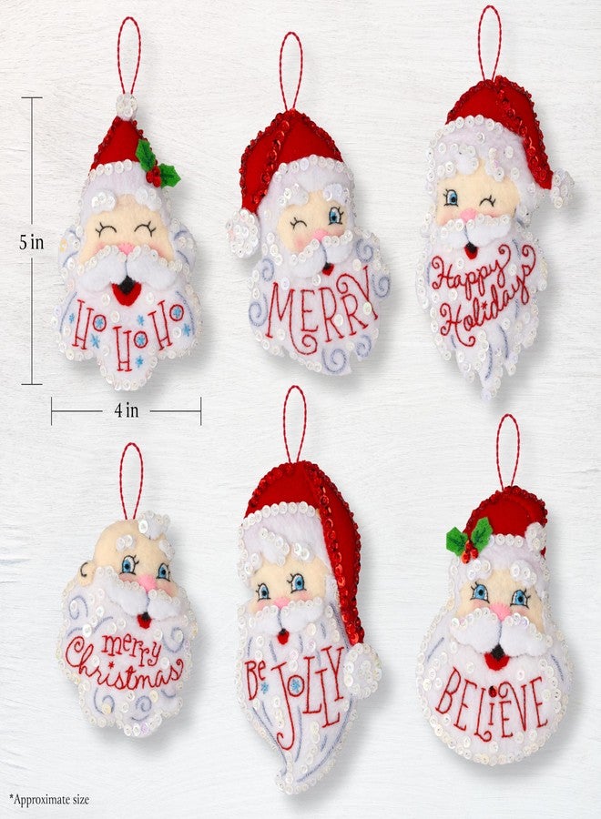 Bucilla, Holiday Greetings, Felt Applique 6 Piece Ornament Making Kit, Perfect for DIY Arts and Crafts Projects, 89663E - Image 2