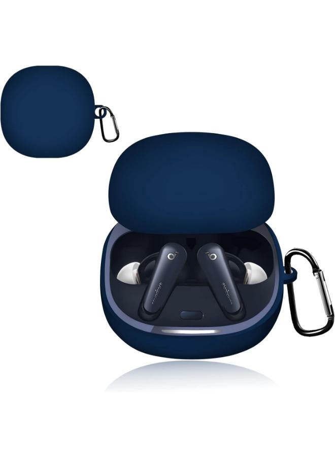 Protective Case Compatible with Anker Soundcore Liberty 4 Shockproof Full Protective Skin Case Silicone material Protective Cover with Carabiner (Blue) - Image 1