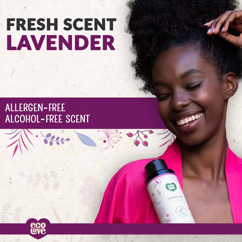 ecoLove - Natural Moisturizing Body Wash for Dry Skin - Organic Blueberry, Grape & Lavender - No SLS or Parabens - Vegan and Cruelty-Free Shower Gel, 17.6 oz - Image 3