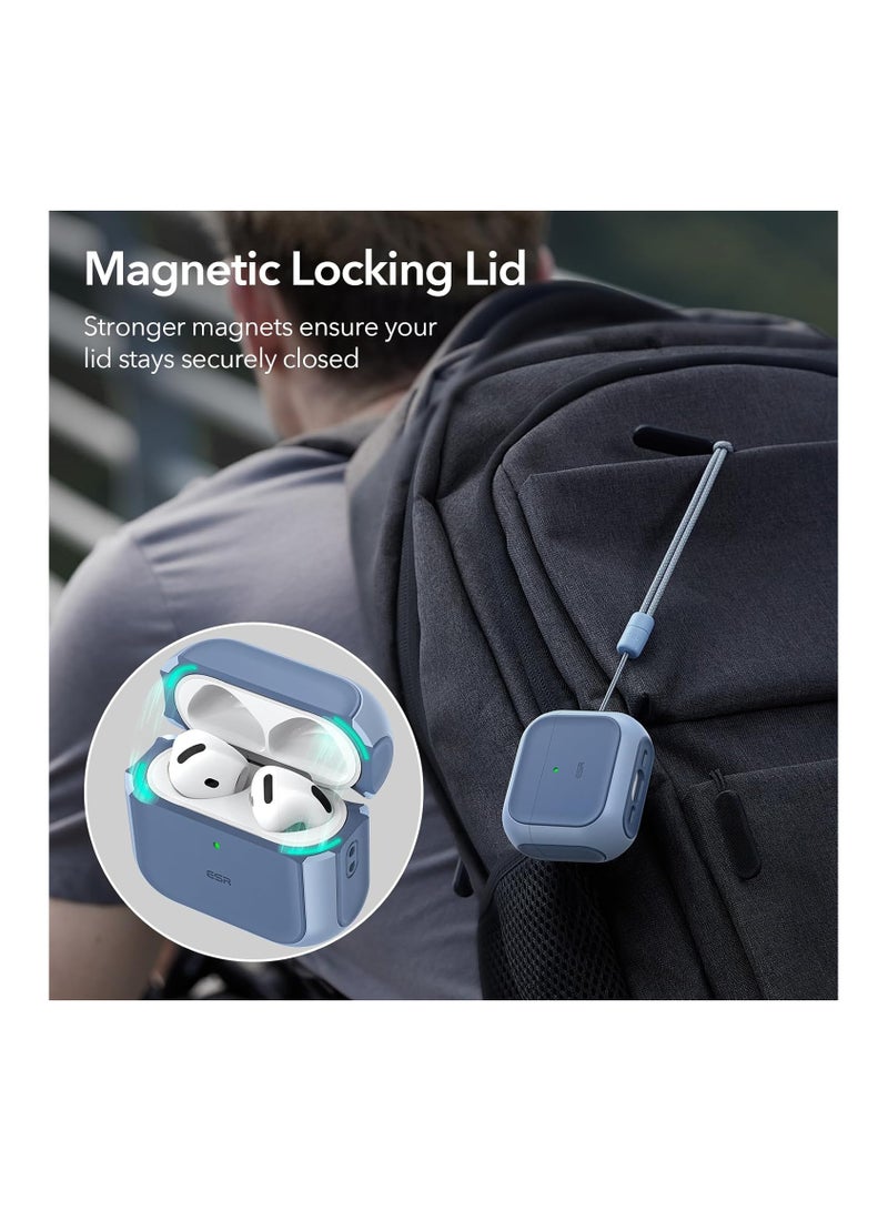 اي اس ار حافظة AirPods 4، متوافقة مع حافظة AirPods الجيل الرابع (2024) (USB-C)، متوافقة مع MagSafe، غطاء حماية من السقوط مع حبل، قفل غطاء مغناطيسي، سلسلة Orbit الهجينة، زرقاء - Image 3