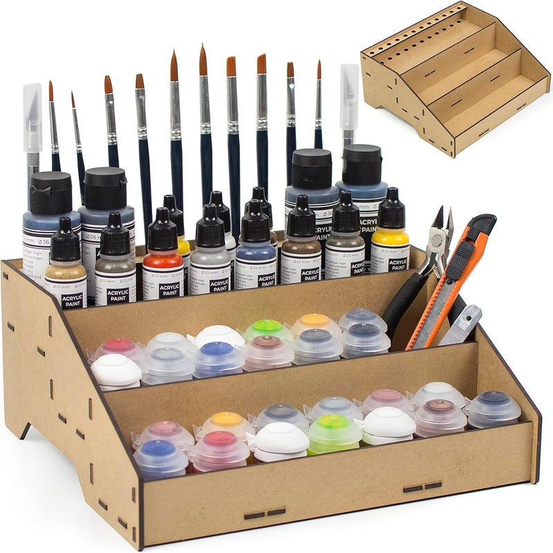 ProScale Paint rack stand organizer for modeling and miniatures. Kit for acrylic paints can Citadel Vallejo set for model brushes (Rack B) - Image 1