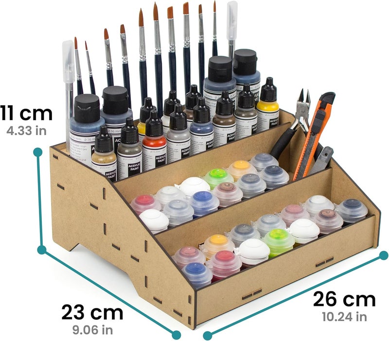 ProScale Paint rack stand organizer for modeling and miniatures. Kit for acrylic paints can Citadel Vallejo set for model brushes (Rack B) - Image 2