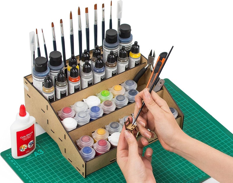 ProScale Paint rack stand organizer for modeling and miniatures. Kit for acrylic paints can Citadel Vallejo set for model brushes (Rack B) - Image 4