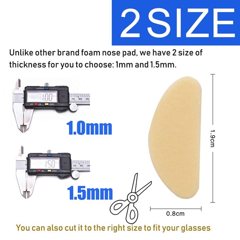 May Create MAYCREATE® 40 Pairs Eyeglasses Nose Pads Glasses Adhesive EVA Sponge Anti-Slip Nosepads for Eyeglass D-shape Eyeglasses Nose Pad, Size of 1.9 x 0.9cm,1.5mm in Thickness - Image 3