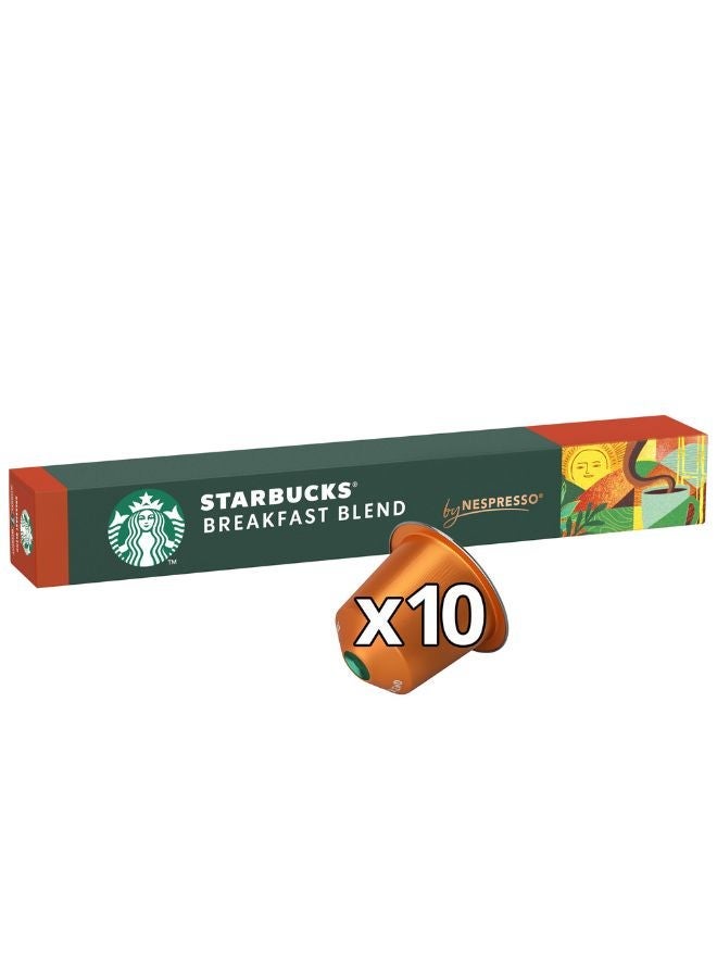 NESPRESSO Breakfast Blend Espresso Coffee, 10 Capsules 56grams