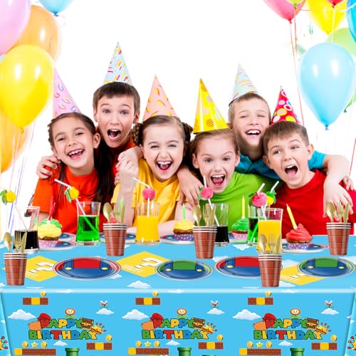 Ou Rui 81Pcs Super Brother Party Tableware Set, Super Brother Party Decoration, Super Brother Birthday Party Supplies - Image 3