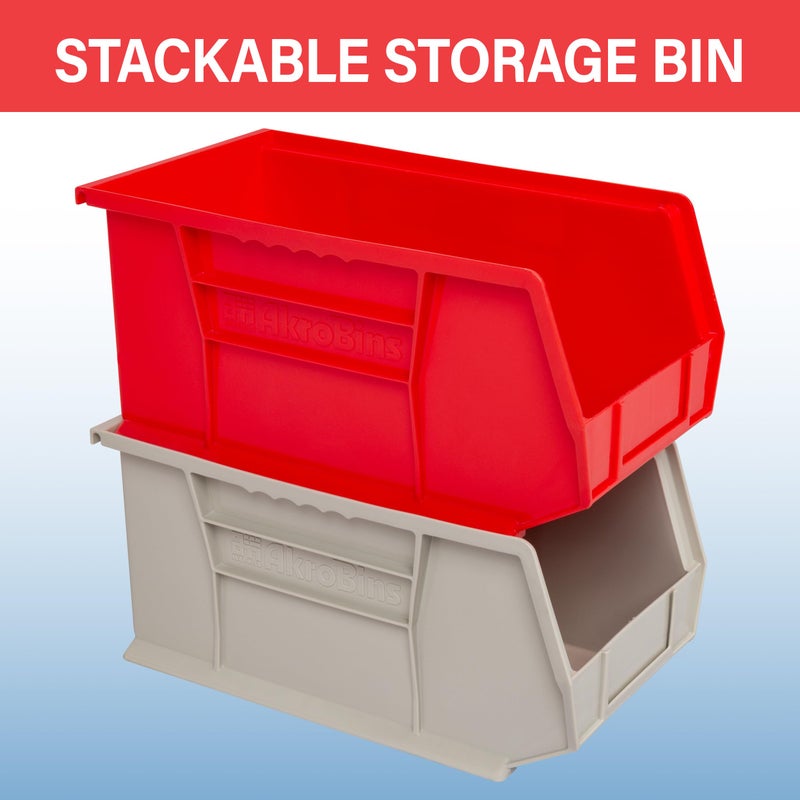 Akro-Mils 30240 AkroBins Plastic Storage Bins, Space-Saving Stackable Bins for Garage, Pantry, Craft Organization, 15" x 8" x 7", Black, 12-Pack - Image 4