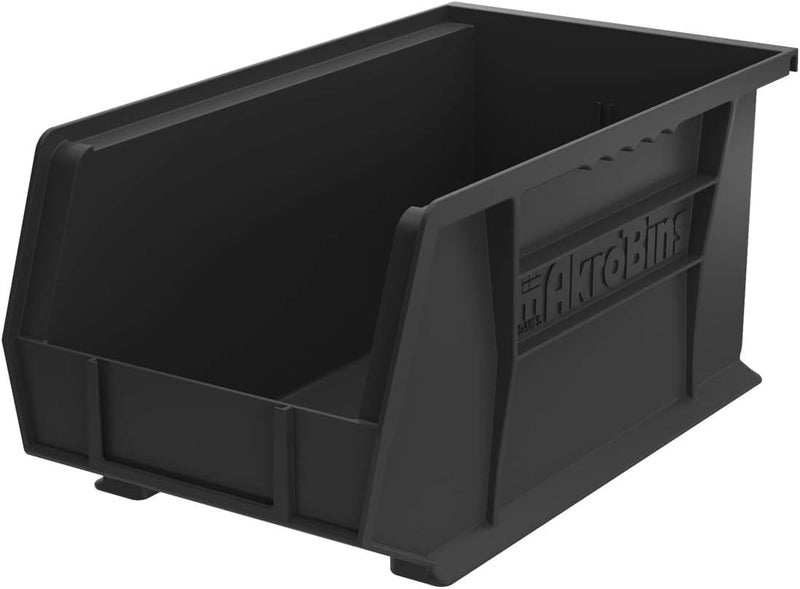 Akro-Mils 30240 AkroBins Plastic Storage Bins, Space-Saving Stackable Bins for Garage, Pantry, Craft Organization, 15" x 8" x 7", Black, 12-Pack - Image 1