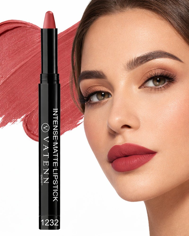 VATENN ITALY Intense  Matte Lipstick 1232 Longstay with Avocado Oil & Vitamin E,16-Hour Stay, Smudge-Proof, Hydrating & Lightweight Matte Lip Color for Smooth, Moisture-Locked Finish - Image 2