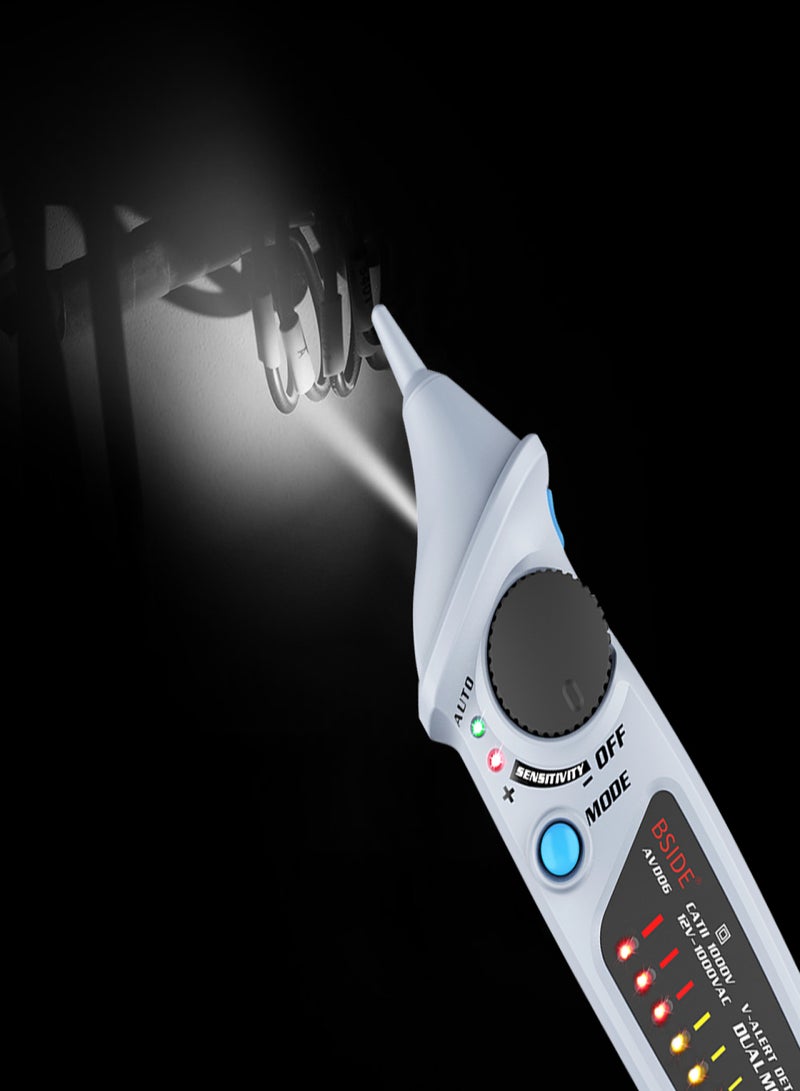 BSIDE Non-contact AC Voltage Tester Pen Shaped V～Alert Detector Auto/Manual Dual Mode NCV Tester Live Wire Check with Adjustable Sensitivity Sound and Light Alarm - Image 5