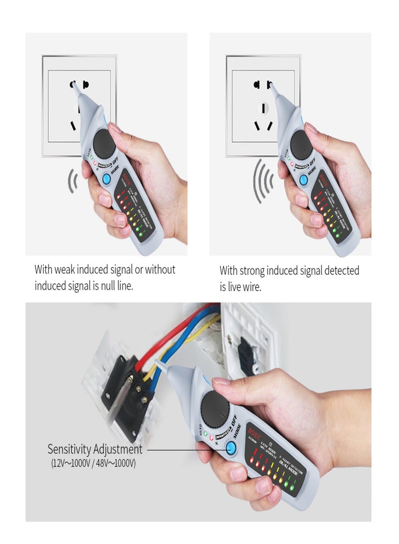 BSIDE Non-contact AC Voltage Tester Pen Shaped V～Alert Detector Auto/Manual Dual Mode NCV Tester Live Wire Check with Adjustable Sensitivity Sound and Light Alarm - Image 2