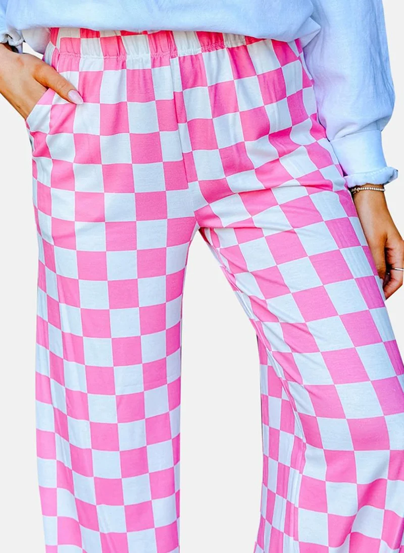 يونيكي White Checked Casual Trousers