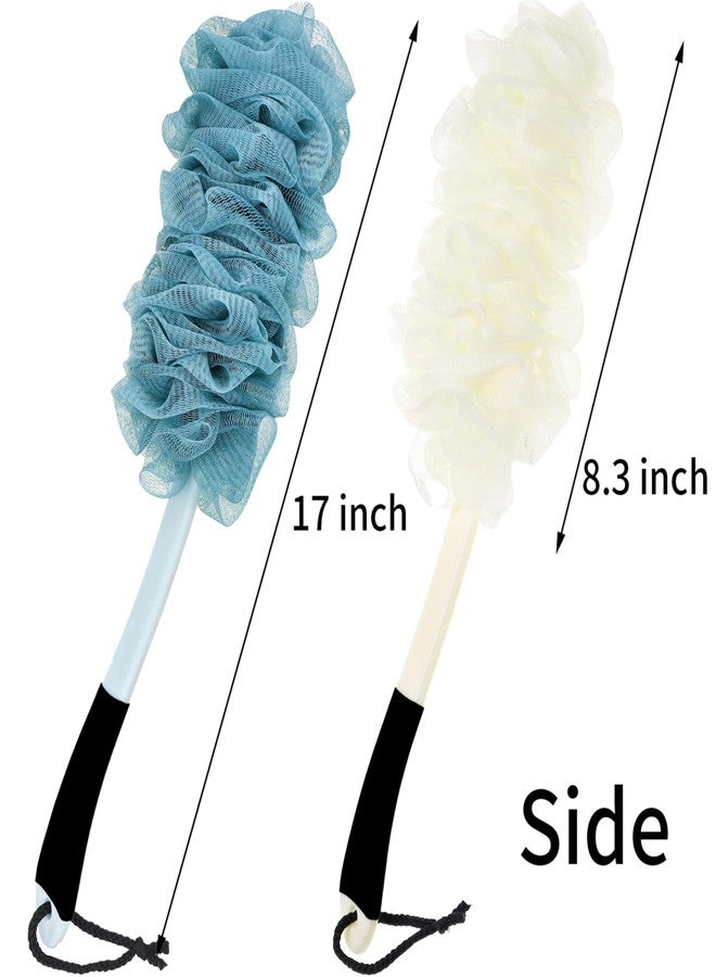 Jxicleang 2Pack Back Scrubber for Shower, Loofah with Handle, Back Loofah Non-Slip Handle, Bath Body Brush, Scrub Cleaning Brush for Shower, Soft Mesh Sponge On a Stick for Men Women Elderly (Blue and White) - Image 5