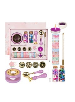 KASTWAVE Wax Seal Stamp Kit, Wax Seal Beads with Wax Seal Stamp, Sealing Wax Warmer, Wax Seal Metallic Pen, Wax Seal Kit with Gift Box, Birthday Gift and Decoration for Girls, Purple  - Image 1