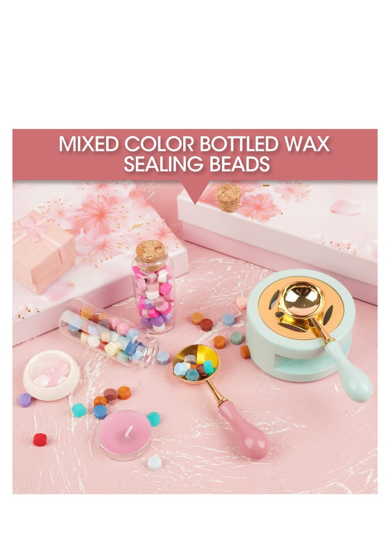 KASTWAVE - Wax Seal Stamp Kit, Wax Seal Beads with Wax Seal Stamp, Sealing Wax Warmer, Wax Seal Metallic Pen, Wax Seal Kit with Gift Box, Birthday Gift and Decoration for Girls, Purple - Image 1