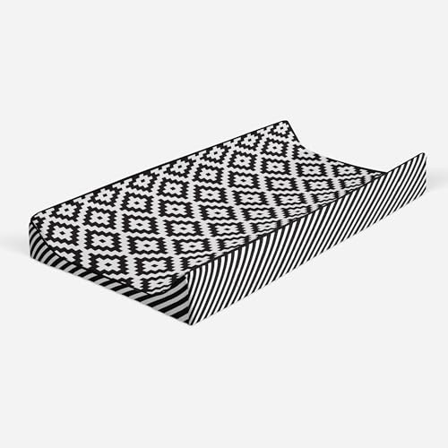 Bacati Love Warp Stripes Diaper Changing Pad Cover, Black/White (LOBKWSTCPC) - Image 5