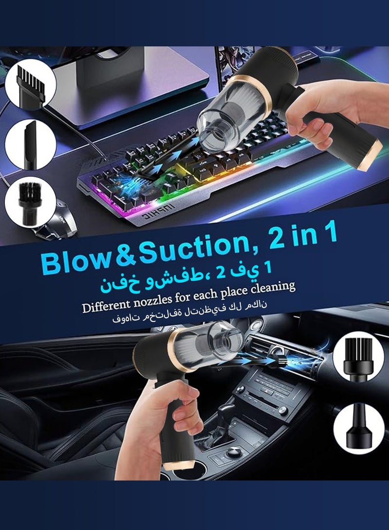 DPTER Car Vacuum Portable Cordless 10000PA High power Mini Vacuum Cleaner 4-in-1 Compressed Air Duster & Air Blower Hand Held Vacuum with Brushless Motor for Car, Home, Office,Camping - Image 4