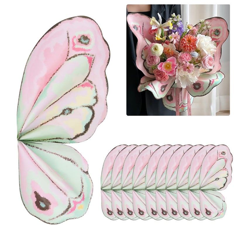 Aiouclay 20 SheetsButterfly Gift Wrap,Flower Wrapping Paper,Waterproof Flower Bouquet Wrapping Paperï¼ŒMultipurpose Craft Supplies for Weddings, Mother's Day & Graduations (Florist/Home Use) - Image 1