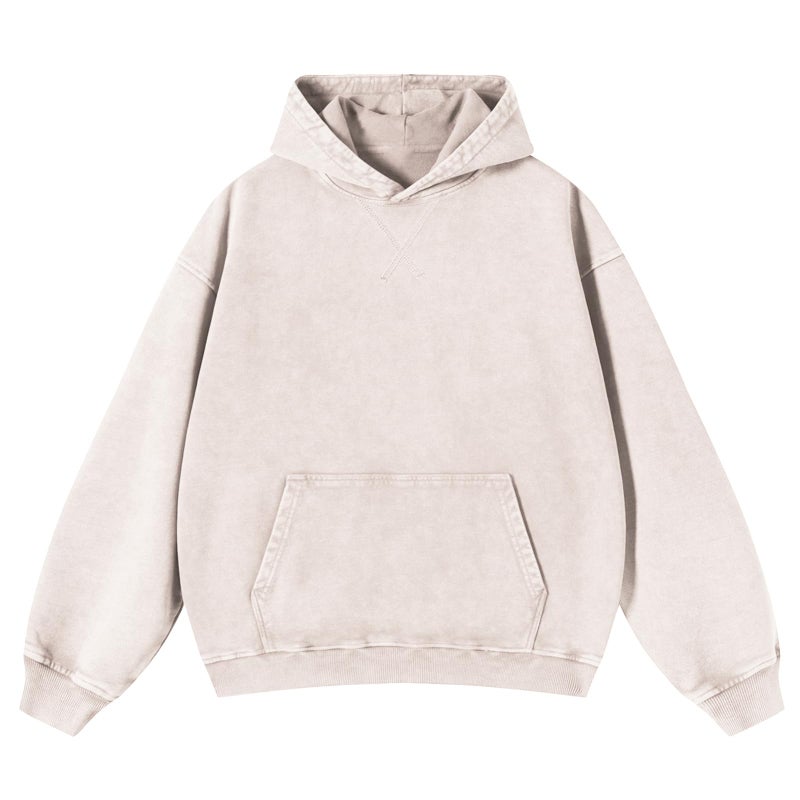 KEEPSHOWING Mens Oversized Hoodie Unisex Acid Wash Hoodie Vintage Pullover Hoodies Hip Hop Sweatshirts with Pocket(Beige(hooded) XL) - Image 1