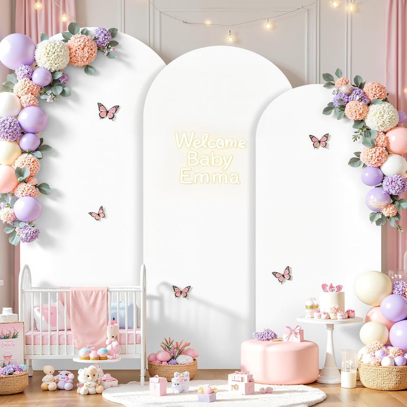 Suppromo White Arch Covers 3 Set - 4FT, 5FT, 6FT White Arch Backdrop Cover Spandex Wedding Arch Stand Covers for Bridal Shower Wedding Baby Shower Birthday Party Ceremony Banquet Photo Background Decorations - Image 3