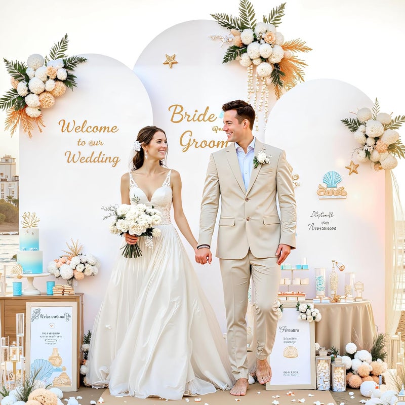 Suppromo White Arch Covers 3 Set - 4FT, 5FT, 6FT White Arch Backdrop Cover Spandex Wedding Arch Stand Covers for Bridal Shower Wedding Baby Shower Birthday Party Ceremony Banquet Photo Background Decorations - Image 2
