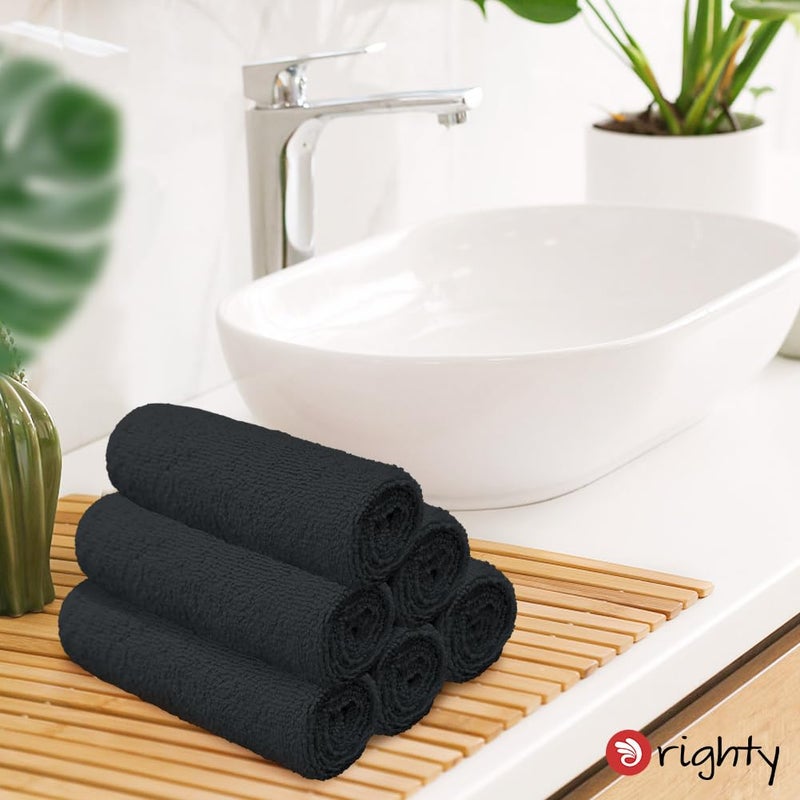 Orighty 6 Pack Black Hand Towels - Quick Drying & Absorbent Microfiber Gym Towels 16x28 inches - Lightweight & Thin White Yoga Towel - Multi-Purpose Camping Towel for SPA, Hotel & Bathroom - Image 2